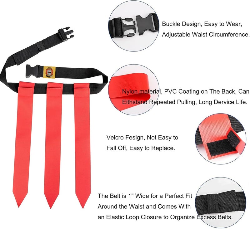 Ynotus Flag Football Belts for Kids&Adult 6/10/14 Adjustable Flag Football Set 14 Player With 42 Flags For Flag Football Flags Belts - Image 5